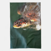 Loggerhead Zee Turtle Artistic Portret Theedoek (Verticaal)