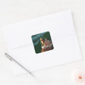 Loggerhead Zee Turtle Artistic Portret Vierkante Sticker (Envelop)