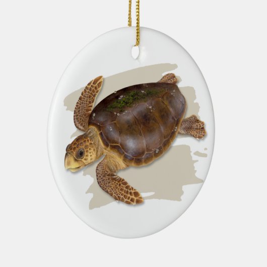 Loggerhead Zee Turtle Ceramic Ornament (Rechts)