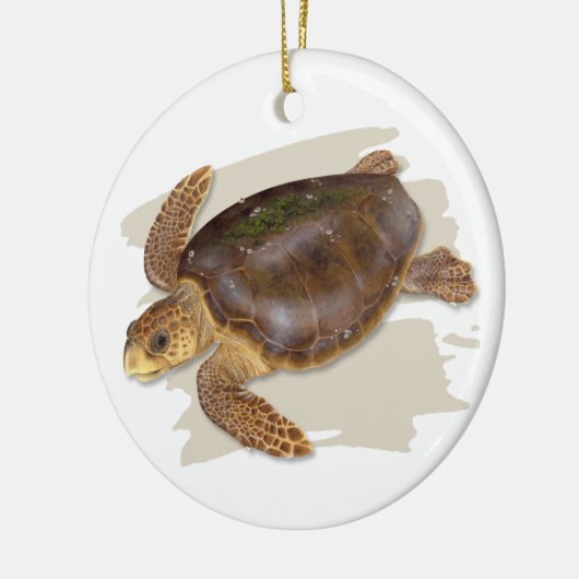 Loggerhead Zee Turtle Ceramic Ornament (Links)