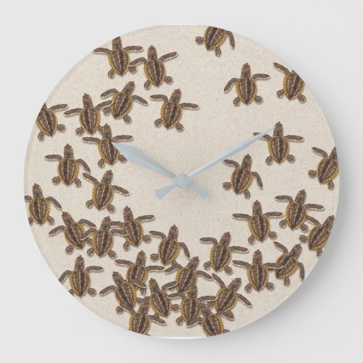 Loggerhead Zee Turtle Hatchlings Wall Clock Grote Klok (Voorkant)