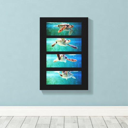 Loggerhead Zee Turtle Study Wrapped Canvas (Insitu (Houten vloer))