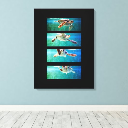 Loggerhead Zeeschildpad Studie Wrapped Canvas Afdruk (Insitu (Houten vloer))