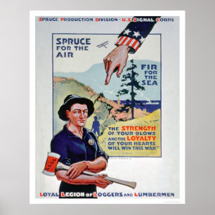 Loggers en lumbermen helpen de oorlogsinspanning ( poster