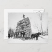 Loggers op het werk, 1890 briefkaart (Voorkant / Achterkant)