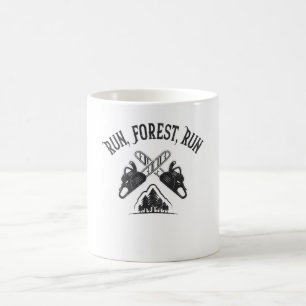 Loggers runnen, bos, uitvoeren koffiemok