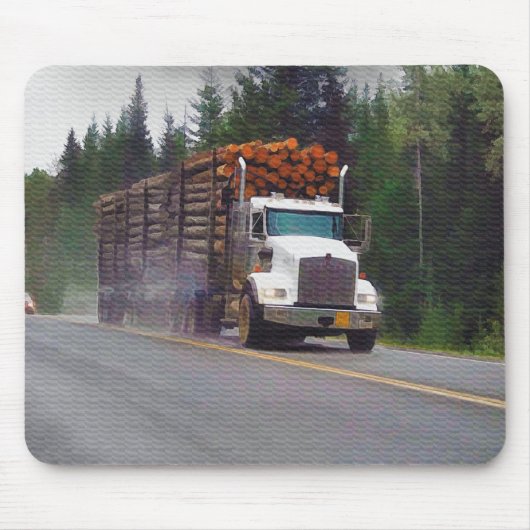 Logging Truck and Highway Art voor vrachtwagenlief Muismat (Voorkant)