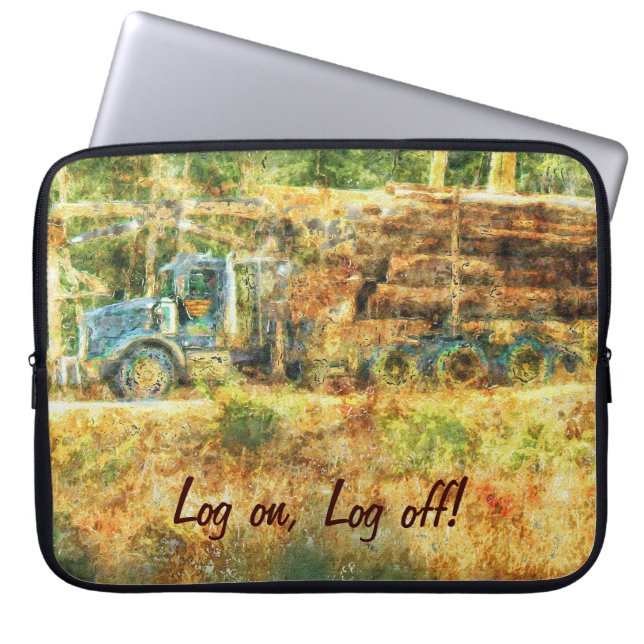 Logging Truck Humor Driver's Art Laptop Mouw Laptop Sleeve (Voorkant)