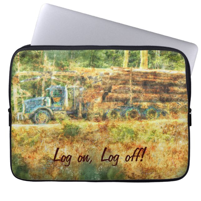 Logging Truck Humor Driver's Art Laptop Mouw Laptop Sleeve (Voorkant)