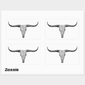 Loghorn Steer Bull Skull Rechthoekige Sticker (Vel)