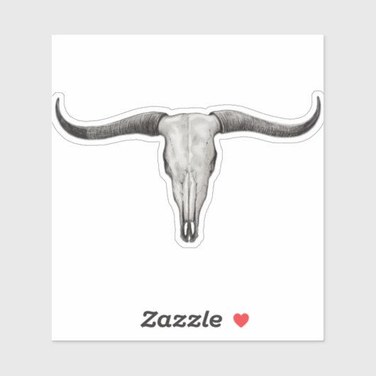 Loghorn Steer Bull Skull Sticker (Vel)