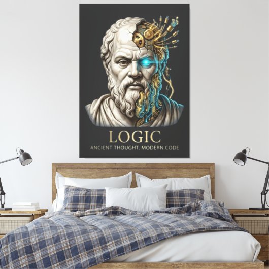 Logica - Oude Gedachten Moderne Code Cyberpunk Canvas Afdruk (Insitu (Slaapkamer))