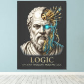 Logica - Oude Gedachten Moderne Code Cyberpunk Canvas Afdruk (Insitu (Houten vloer))