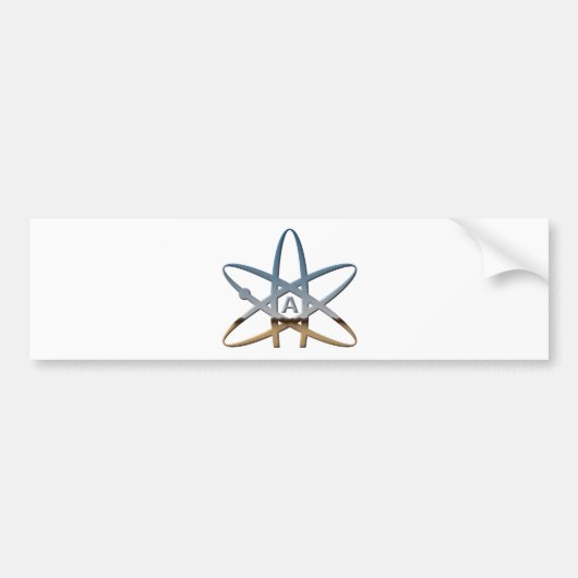 Logidea atheïstisch atomsymbool bumpersticker (Voorkant)