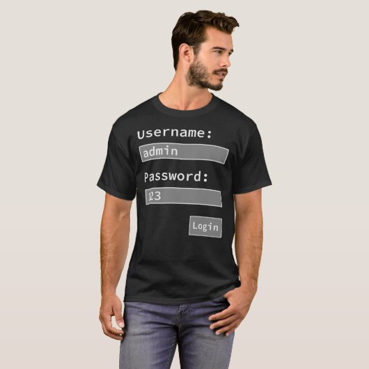 Login Form, Username Admin Password 123, Software  T-shirt (Voorkant volledig)