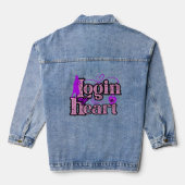 Login in mijn hart: romantisch en speels design denim jacket (Achterkant)