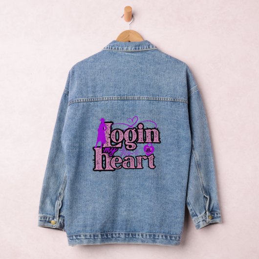 Login in mijn hart: romantisch en speels design denim jacket (Hangar)