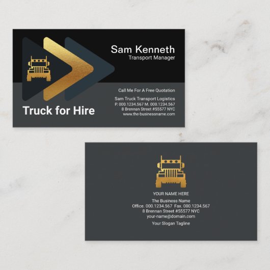 Logistic Gold Arrow Retro Truck Transport-driver Visitekaartje (Voorkant / Achterkant)