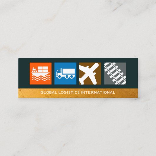 Logistics Freight Motif Faux Gold Column Mini Visitekaartje (Voorkant)