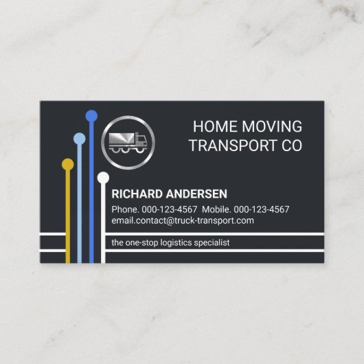 Logistics Transport Route Lines Trucker Visitekaartje (Voorkant)