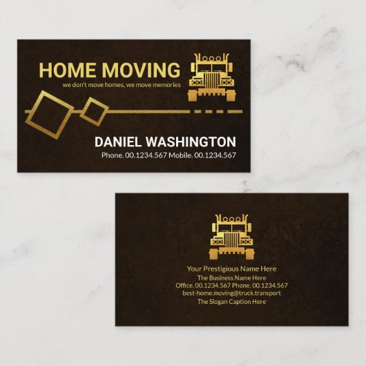 Logistiek driver bruine Grunge Gold Moving Box Visitekaartje (Voorkant / Achterkant)