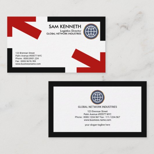 Logistiek fancy buistisch buisvormige rode pijlen visitekaartje (Voorkant / Achterkant)