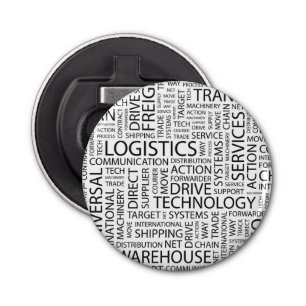 LOGISTIEK patroon met woorden Button Flesopener
