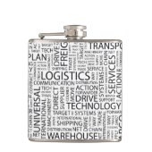 LOGISTIEK patroon met woorden Heupfles (Voorkant)