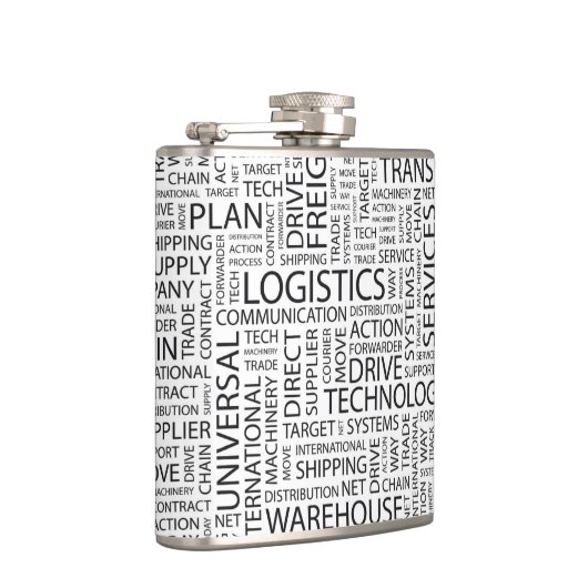 LOGISTIEK patroon met woorden Heupfles (Rechts)