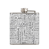 LOGISTIEK patroon met woorden Heupfles (Achterkant)