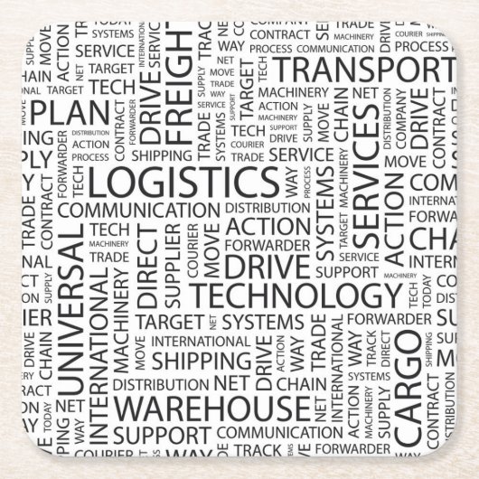 LOGISTIEK patroon met woorden Kartonnen Onderzetters (Voorkant)