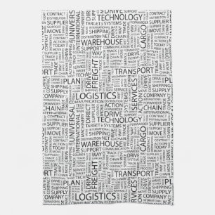 LOGISTIEK patroon met woorden Theedoek