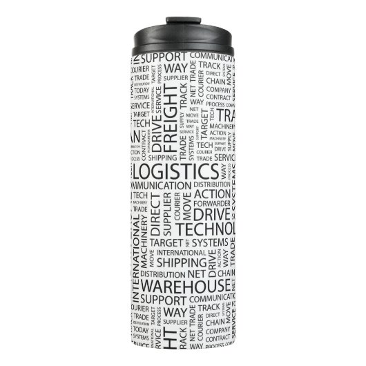 LOGISTIEK patroon met woorden Thermosbeker (Voorkant)