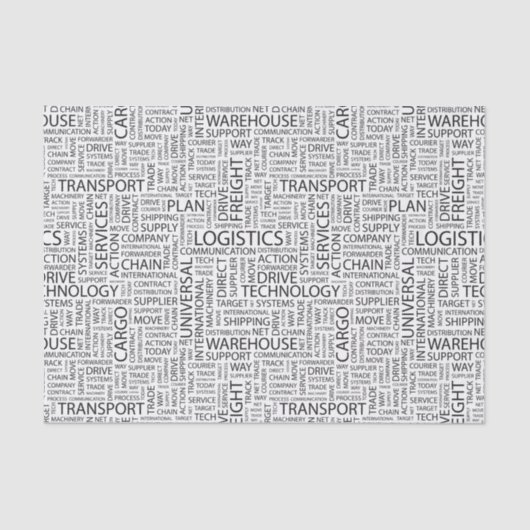 LOGISTIEK patroon met woorden Tissuepapier (Voorkant)