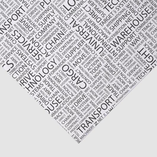 LOGISTIEK patroon met woorden Tissuepapier (Detail)