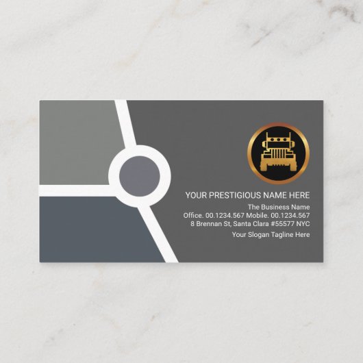 Logistiek stuurprogramma grijs monochrome topograf visitekaartje (Achterkant)