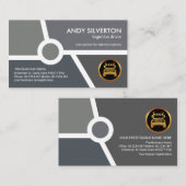 Logistiek stuurprogramma grijs monochrome topograf visitekaartje (Voorkant / Achterkant)