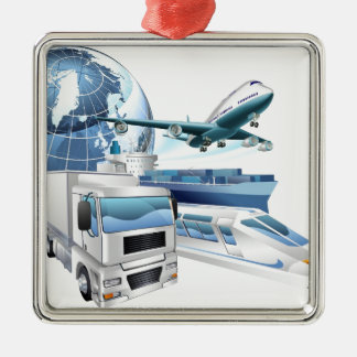 Logistiek wereldbol metalen ornament