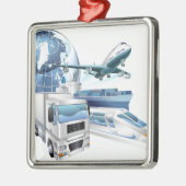 Logistiek wereldbol metalen ornament (Links)