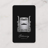 Logistieke vrachtwagenchauffeur Elegant Zwart Zilv Visitekaartje (Voorkant)