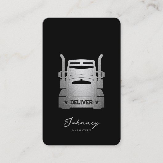 Logistieke vrachtwagenchauffeur Elegant Zwart Zilv Visitekaartje (Voorkant)