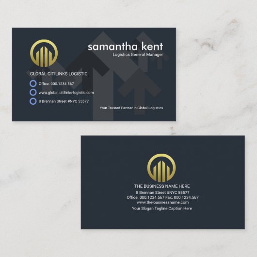 LogistiekManager Blauwe transportpijlen Visitekaartje (Voorkant / Achterkant)