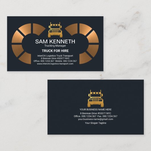 Logistische koperen cirkels Gold Truck Transportat Visitekaartje (Voorkant / Achterkant)