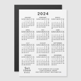 Logo 2024 Magnetische Kalender Promotie Wit Zwart