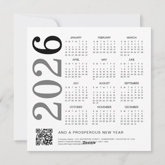 Logo 2026 Agenda QR-code Bedrijf Kerstmis Feestdagenkaart (Achterkant)