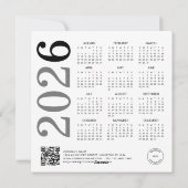Logo 2026 Kalender QR Code Bedrijf Nieuwjaar Feestdagenkaart (Achterkant)