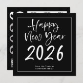 Logo 2026 Kalender QR Code Bedrijf Nieuwjaar Zwart Feestdagenkaart (Voorkant / Achterkant)
