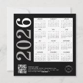 Logo 2026 Kalender QR Code Bedrijf Nieuwjaar Zwart Feestdagenkaart (Achterkant)