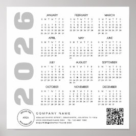 Logo 2026 Kalender QR Code Bedrijfsnaam Poster