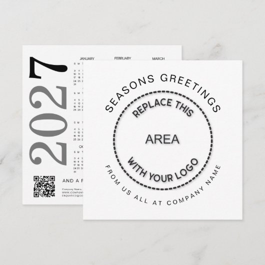 Logo 2027 Agenda QR Code Bedrijfs Kerstmis Feestdagenkaart (Voorkant / Achterkant)